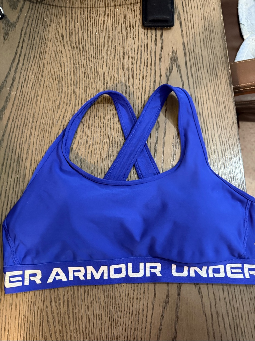 Under Armour Bright Blue Crossback Logo Sports Bra